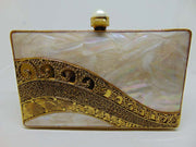 Brass Metal Pearl shell Clutch Purse