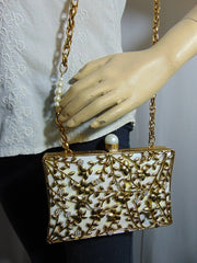 Pearl & Metal decoration Clutch Purse