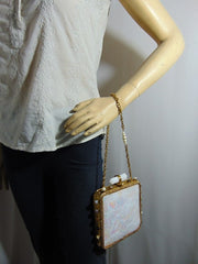 MOP brass Metal bag stone decoration Clutch Purse
