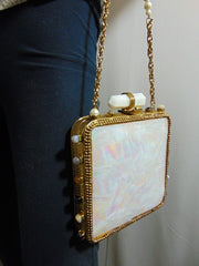 MOP brass Metal bag stone decoration Clutch Purse
