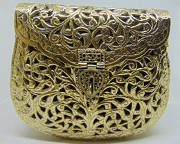 Hand carving Vintage Indian Women metal clutch Bag