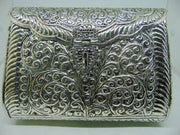 Hand carving Party wallet White Metal  silver brass Women clutch Bag