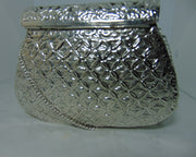 Hand carving silver plating Women metal clutch Bag