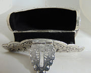 Hand carving silver plating Women metal clutch Bag
