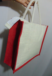 Flower Print Jute Shopping Bag(14