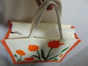 Flower Print Jute Shopping Bag(14