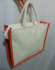 Flower Print Jute Shopping Bag(14