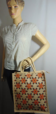 Flower Print Jute Multipurpose  Bag(12