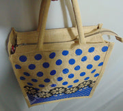 polka dot & flower print jute bag(12