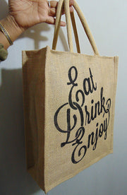Eat drink print jute bag(12