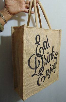 Eat drink print jute bag(12