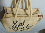Eat drink print jute bag(12