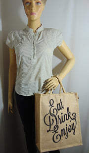 Eat drink print jute bag(12