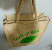 Think Green print jute bag(12