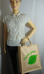 Think Green print jute bag(12