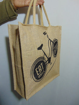 cycle Print Jute tote Bag(12