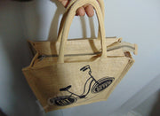 cycle Print Jute tote Bag(12