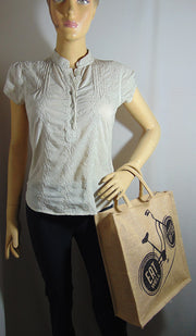 cycle Print Jute tote Bag(12