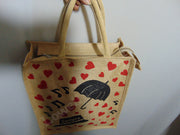 umbrella heart Print Jute Tote Bag(12