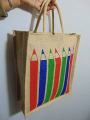 Pencil Print Jute books Bag(12