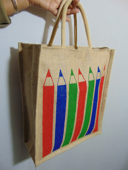 Pencil Print Jute books Bag(12