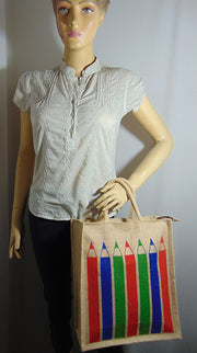 Pencil Print Jute books Bag(12