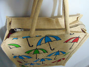 umbrella Print Jute Tote Bag(12