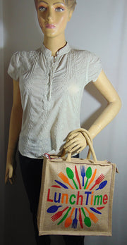 Cutlery Print Jute lunch Bag(12