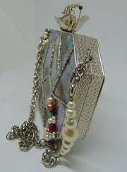 Grey color Mop Metal frame Clutch Purse