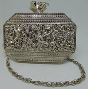 Grey color Mop Metal frame Clutch Purse