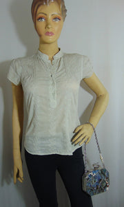 Grey color Mop Metal frame Clutch Purse