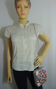 Clutch Multi color Mosaic Metal Women Purse