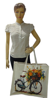 Laminated Canvas flower Digital Print Bag