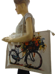 Laminated Canvas flower Digital Print Bag