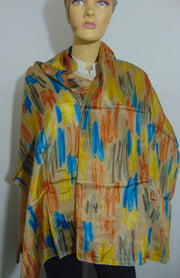Geometric print long silk scarf
