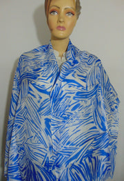 Geometric print long silk scarf