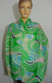 Geometric print long silk scarf