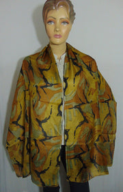 Geometric print long silk scarf