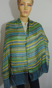 Geometric print long silk scarf