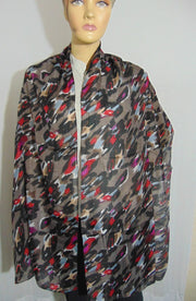 Geometric print long silk scarf