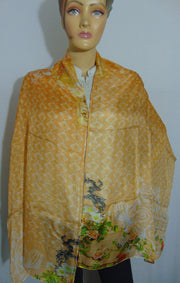 Geometric Print Silk Scarf