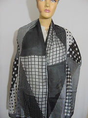 Geometric Print Silk Scarf