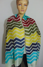 Geometric print long silk scarf