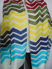 Geometric print long silk scarf