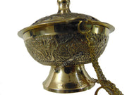 Antique Embossed Brass Charcoal Incense Burner Hanging