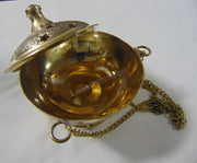 Antique Embossed Brass Charcoal Incense Burner Hanging