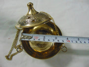 Antique Embossed Brass Charcoal Incense Burner Hanging