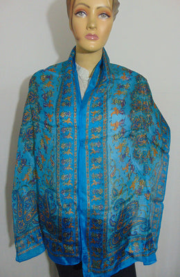 Paisley Printed Silk Scarf Indian