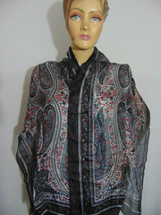 Paisley Printed Silk Scarf Indian