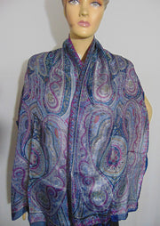 Paisley Printed Silk Scarf Indian